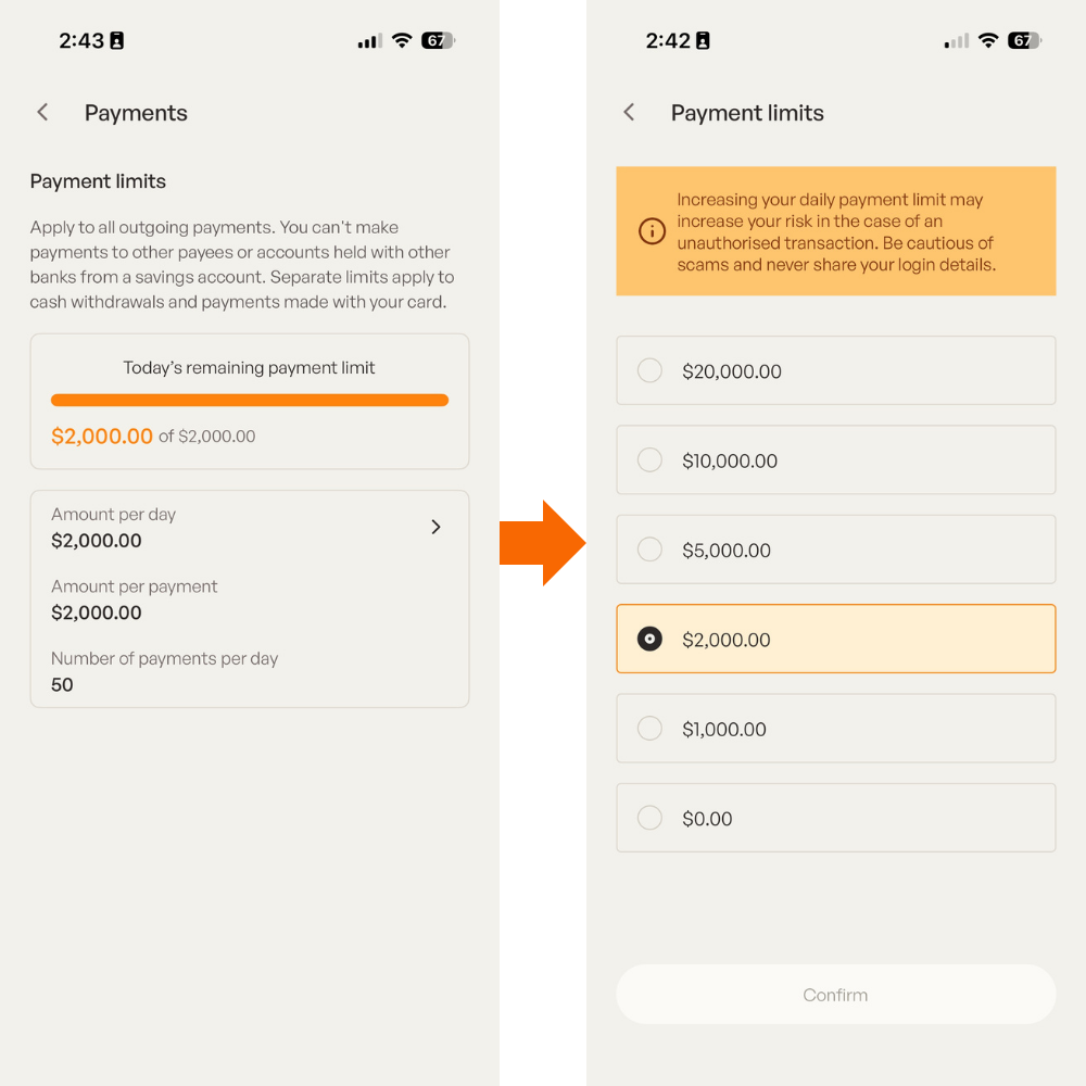 Change Transfer Limits Change Transfer Limits