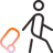 a black and orange line drawing of a person running