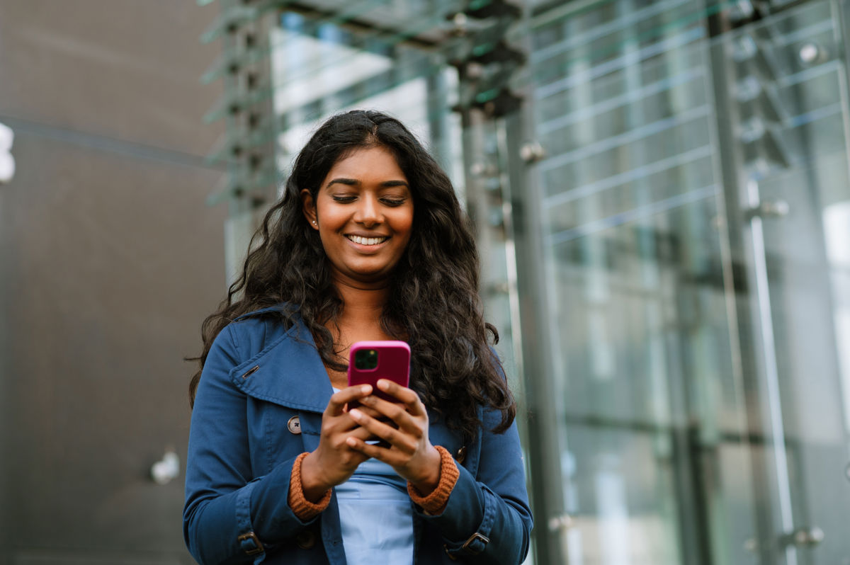 a woman using a phone